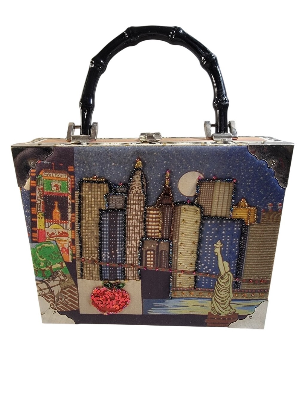 Vintage Bueno NYC Skyline Cigar Box Beaded Purse Handmade
